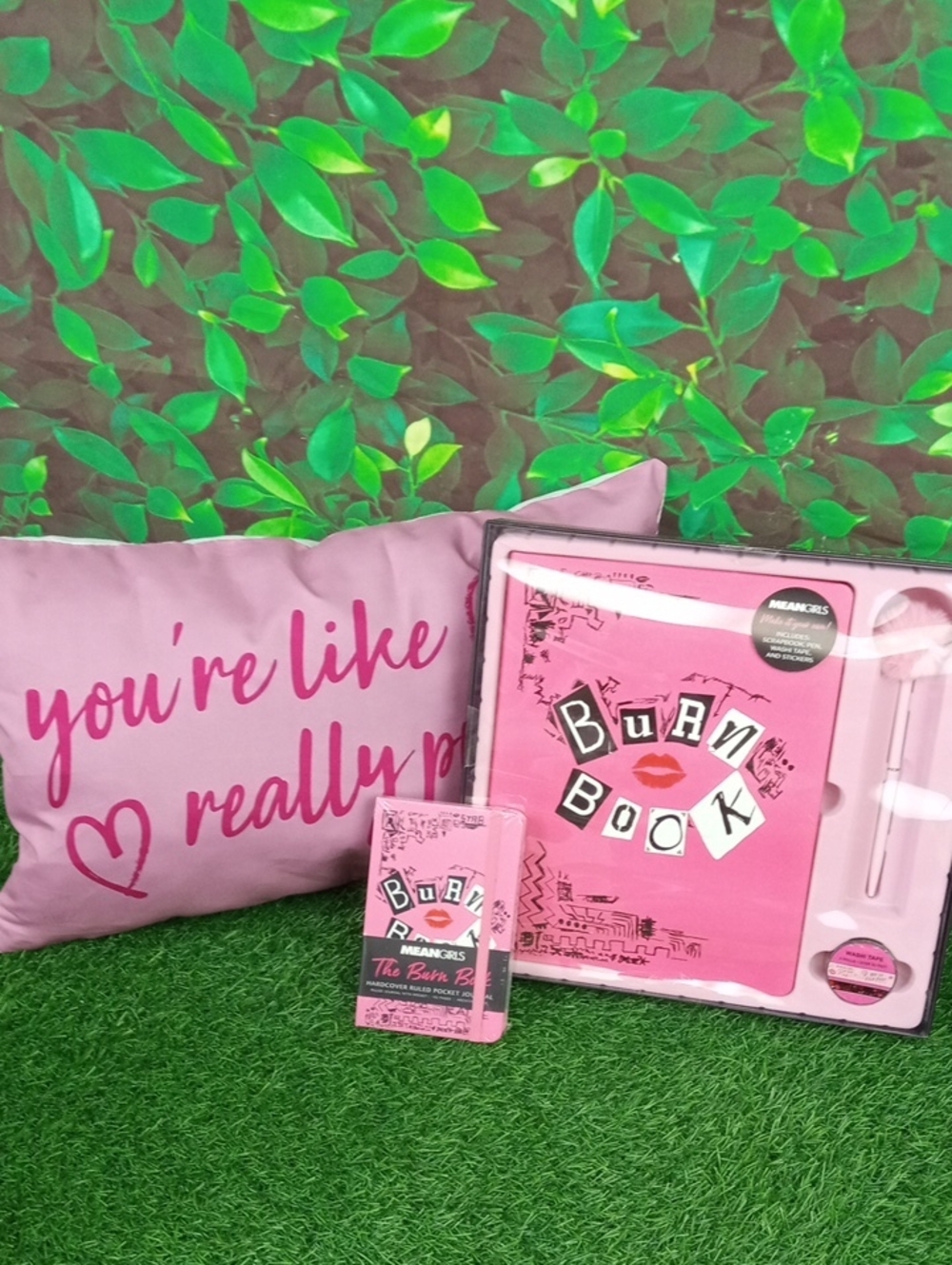 🏠 Pink 'Burn Book' Scrapbook Gift Set with Pink Accent Pillow